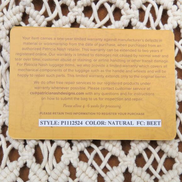 Patricia Nash Geraldine Crochet Hobo Natural One Woven Shoulder Bag Handbag - Picture 7 of 10